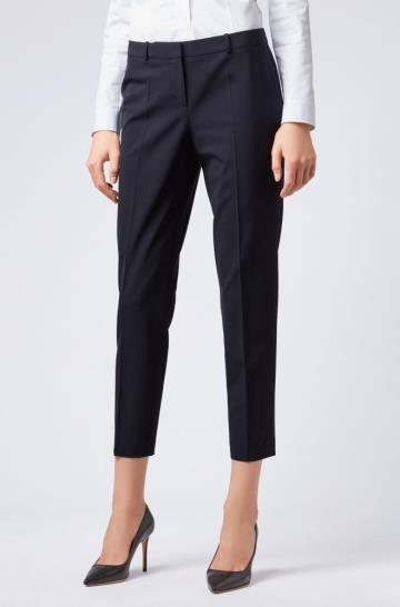 Spodnie BOSS Slim Fit Cropped Ciemny Niebieskie Damskie (Pl15492)